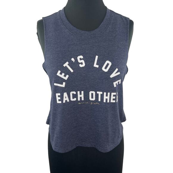 Spiritual Gangster Blue Top Cotton Let's Love Each Other Graphic Size Medium M - Picture 1 of 8